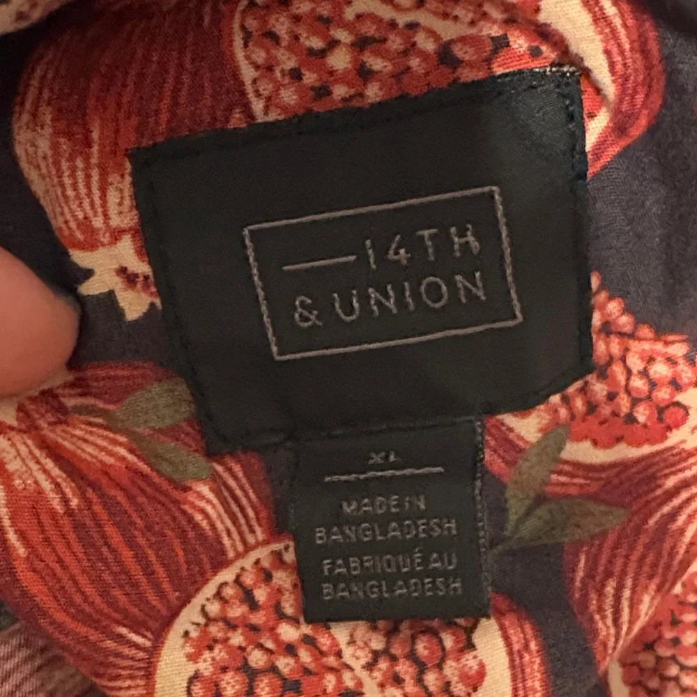 14th & Union Red and Black Pomegranate Patterned Casual Shirt - Picture 5 of 5
